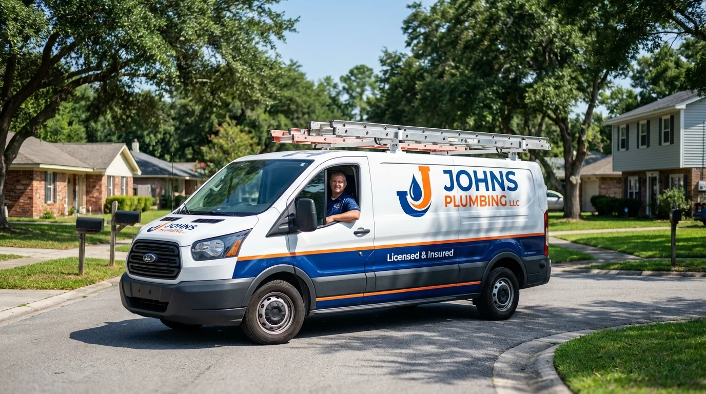 Johns Plumbing LLC service van in Hampden Sydney, VA