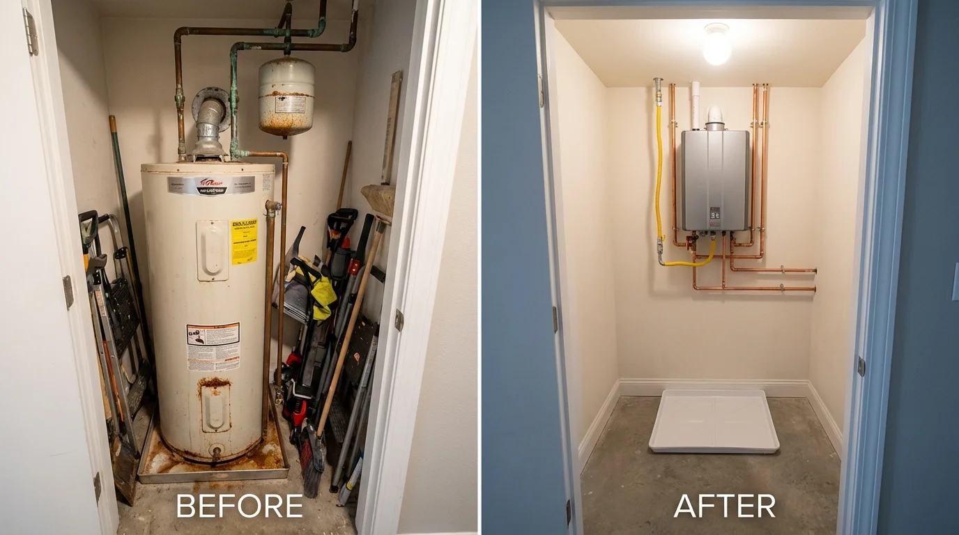 Tank water heater versus wall-mounted tankless unit comparison for Hampden Sydney, VA homeowners